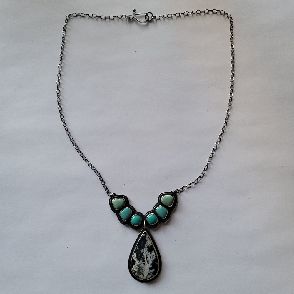 Clementine & Sage - Sterling Silver Turquoise Necklace - 17.5"
